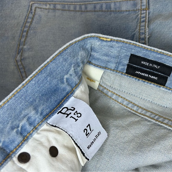 R13 Damin Pleated Shorts Lennon Blue Cut Off Frayed High Waist Sz 27 - Picture 4 of 7